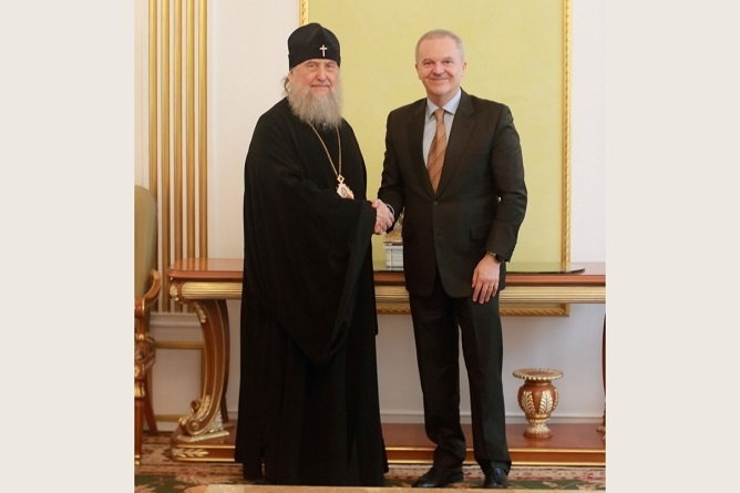 Состоялась встреча митрополита Александра с послом Италии в Казахстане Антонелло Де Риу